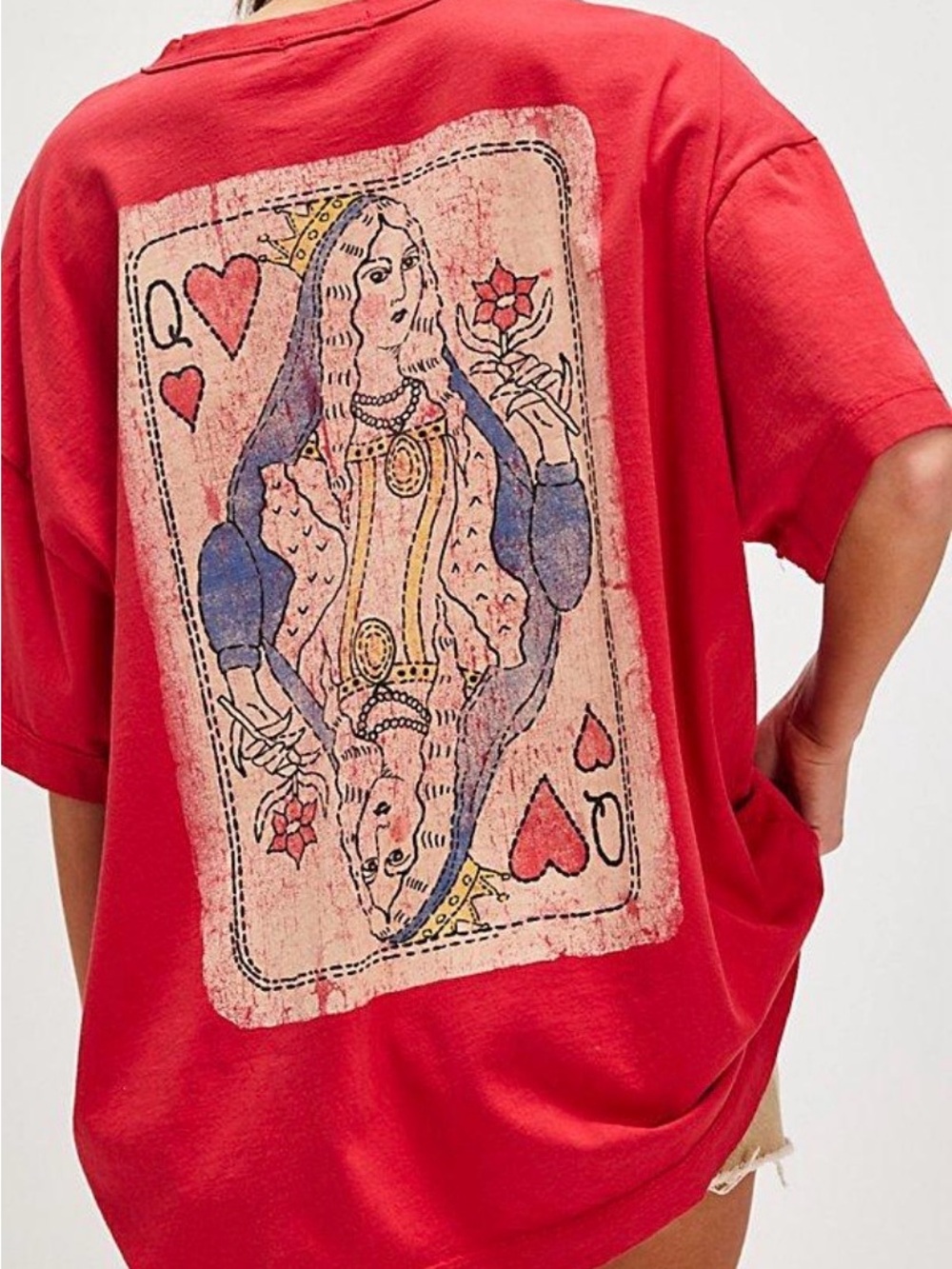 NWOT Free People x Ragabond Queen of Hearts Tee Color Red One Size Flawed* - Picture 2 of 10